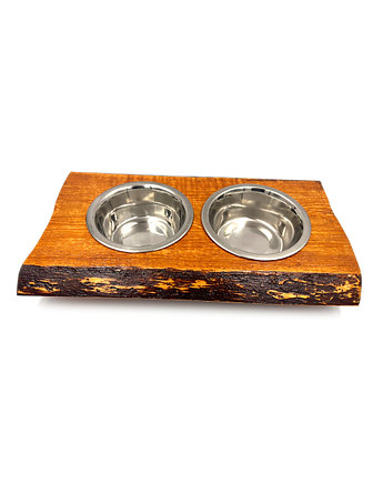 Stojak drewniany bar  dla psa na miski 2 x 0,4 litra, HauWow Robione Recznie