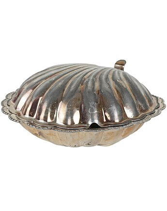 Metalowa szkatułka muszla, włoski design, lata 60, produkcja: Włochy, Przetwory design