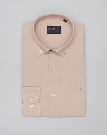 Koszula oleggio 00465 beżowy slim fit, OSOBY - Prezent dla Chłopaka