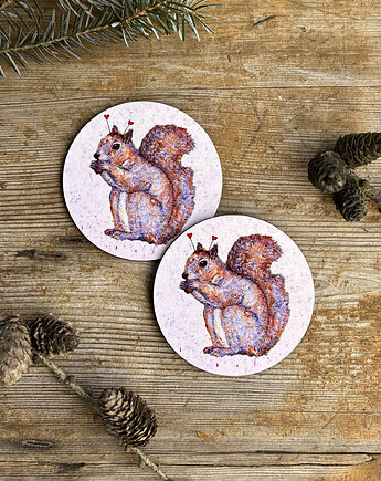 Podkładki pod kubek- Wiewiórka Valentina- las- Ilustracja, BOSKE