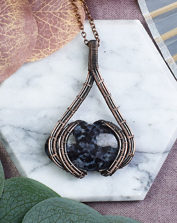 Miedziany wisiorek wire wrapping z jaspisem Garboo #528, Spirit Of Copper
