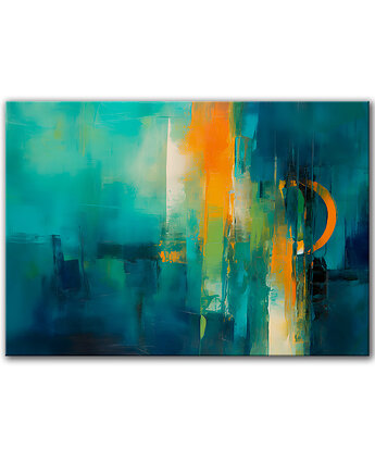 Obraz na płótnie - 100x70 cm  Abstrakcja w turkusie  (1-0653), raspberryEM
