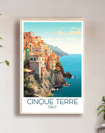 Włochy - Cinque Terre - Plakat, pamiątka dla podróżnika, Black Sapphire Art