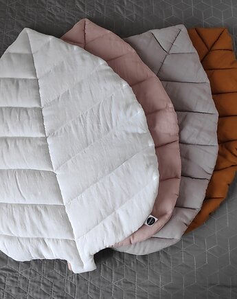 BIAŁA lniana mata Liść dla dziecka, Nukko Design