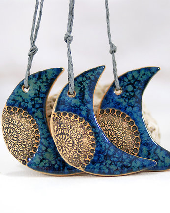 3 ceramiczne ozdoby wiszące księżyce, 10FingersArt