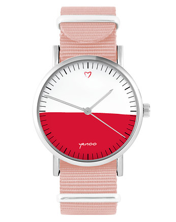 Zegarek - Polska flaga - brzoskwiniowy róż, yenoo