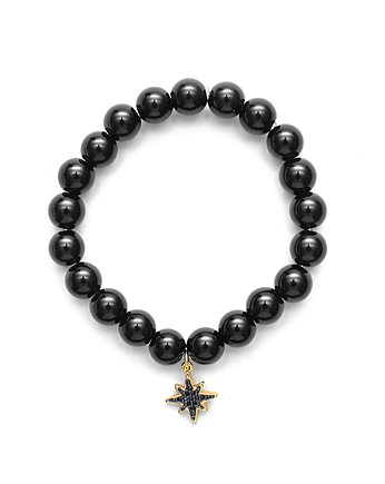 Bransoletka elastyczna Black Stone i Cyrkonie Micro Pave, mdesign