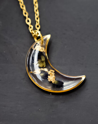 Naszyjnik luna księżyc lawenda ze złotem, Lovely Jewellery