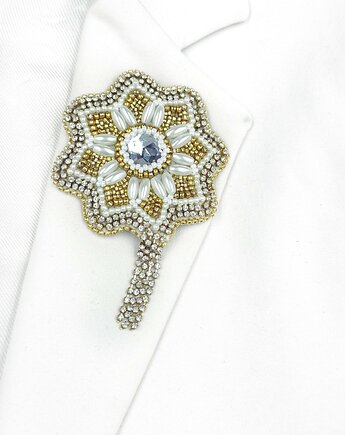 Broszka haftowana kwiat , Biżuteria Beatrice