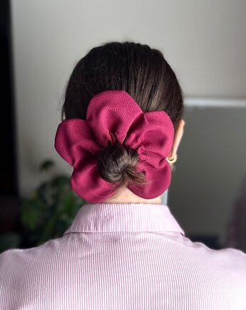 Flower Scrunchie Bordowa, wu handmade