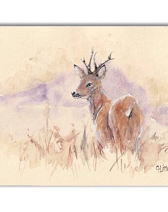 Sarna. Akwarela ręcznie malowana, Galeria Alma