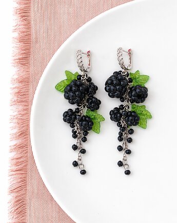 Kolczyki z jagodami jeżyna. Handmade Polska. Polimerowa glina, MariaPolymer