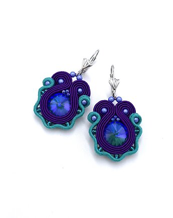 Kolczyki sutasz fioletowo morskie małe wiosenne kolorowe lekkie Flower, Katrina Rossa