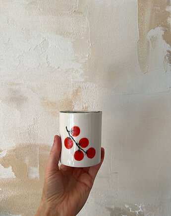 Kubek porcelanowy z pomidorkami z zielonym rantem, Soul Label