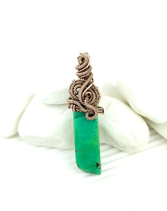 Jaspis cesarski wisiorek wire wrapping, Blue Pearl Art