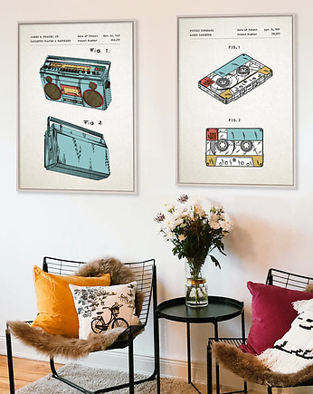 Magnetofon i kaseta - patenty - 2 plakaty, minimalmill