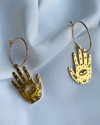 Kolczyki pozłacane Zawieszka Dłoń, MaLa Jewellery