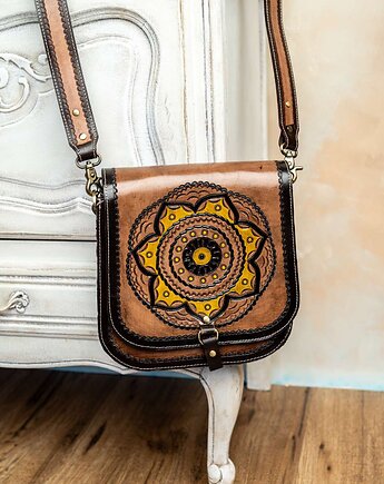 Torebka skórzana Salema mandala ręcznie robiona, SempreArte