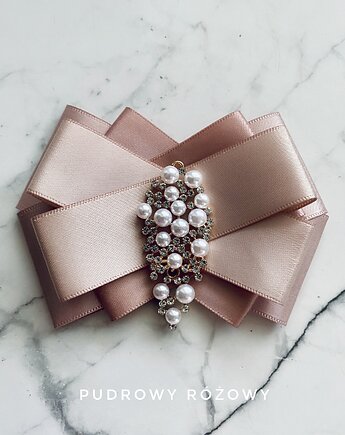 Brosza z  ozdobą wysadzaną perłami New, Pudrowy Różowy