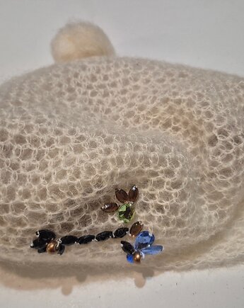 Unikatowy beret  z cieniowanej włóczki moherowej., Ula Raclawska