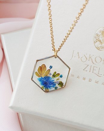 Naszyjnik z gipsówką, Jaskółcze ziele handmade 