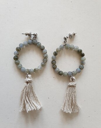 Kolczyki chwosty WĘZŁY kółka labradoryt, modesign