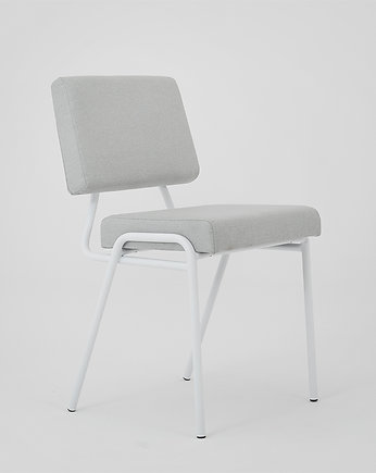 Krzesło retro SIMPLE nowoczesny prl SIMPLE - jasny szary, biała podstawa, CustomForm