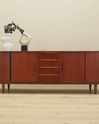 Sideboard tekowy, duński design, lata 70, produkcja: Dania, Przetwory design