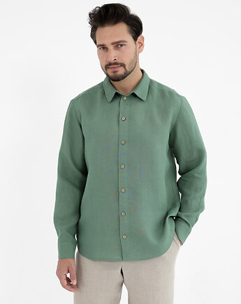 Lniana koszula SAHARA  eucalyptus green, OSOBY - Prezent dla taty