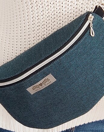 Turkusowa nerka pleciony materiał boho na ramię, Made by Joan