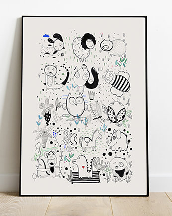 plakat dla dziecka, rysunek, przyjaciele, 50x70, ha! ha! For Kids
