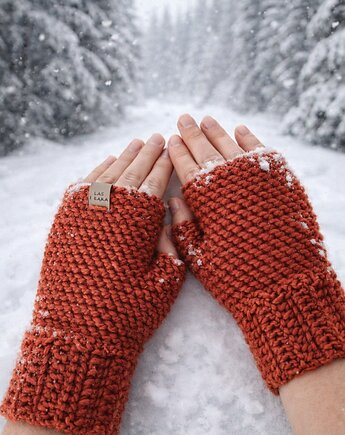 Mitenki wełniane  pomarańczowe, Las i Łąka