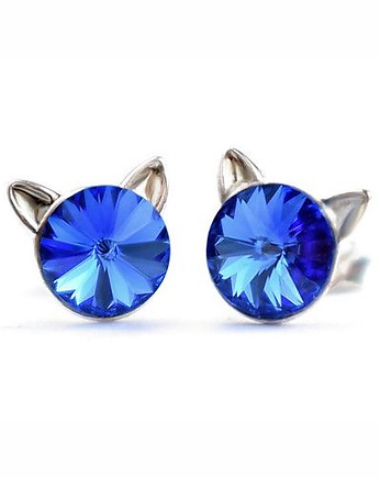 Kolczyki  - kryształy Swarovski-kotki Sapphire (mniejsze), Marisella