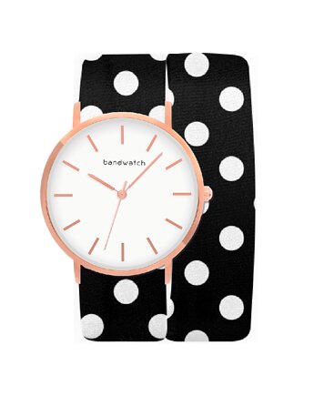 Zegarek damski wiązany - White dots - Tarcza Różowe złoto, Bandwatch
