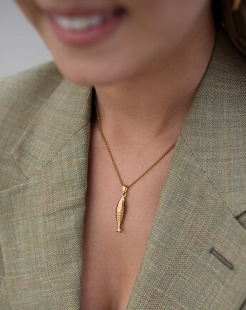 Złoty naszyjnik z rybką ze stali chirurgicznej premium Paraiso Sardinia, Paraiso