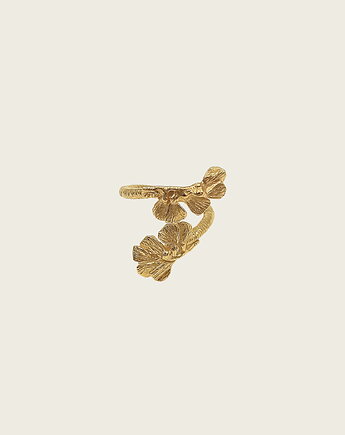 Złoty pierścień regulowany no.2 - Gingko, KOS jewellery
