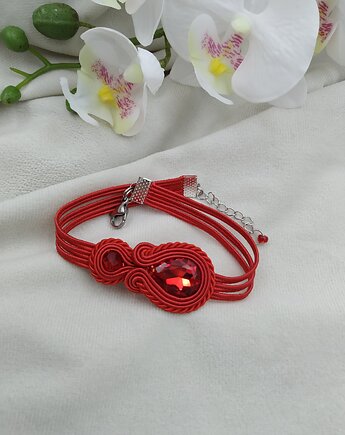 Bransoletka sutasz, czerwona bransoletka, soutache, Soutacheria