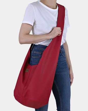 Czerwona torba hobo w stylu boho / vegan, hairoo
