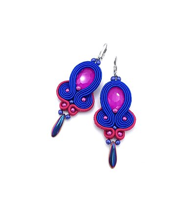 Kolczyki sutasz chabrowo różowe wiosenne kolorowe lekkie Elisa, Katrina Rossa