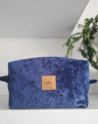 Kosmetyczka z puchatego weluru Granatowa, sabi tatka