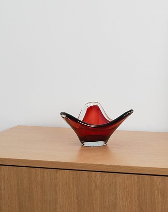 Patera rubinowa, szkło Murano, włoski design, lata 60, produkcja: Włochy, Przetwory design
