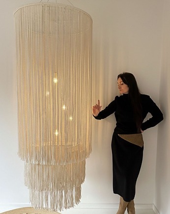 Lampa wisząca makrama w stylu boho XXL, Zaplątana W Sznurki