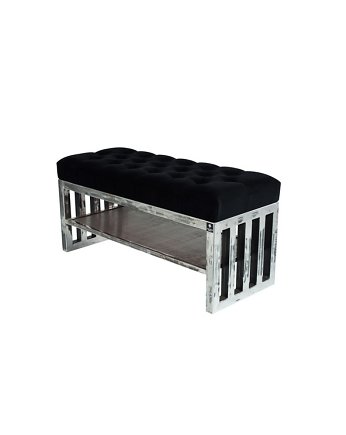 Ławka Metalowa Loft Siedzisko Pikowane Czarny LPM-13, EMRA WOOD DESIGN