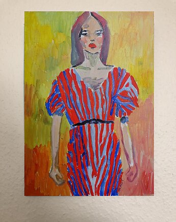 Obraz ręcznie malowany do salonu modelka modnisia, alice oil on canvas