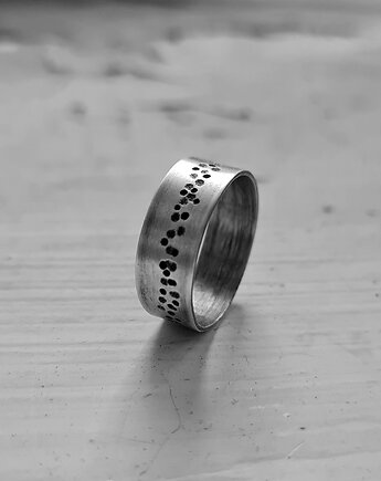 DOTS-1 pierścionek ze srebra oksydowany, OSOBY - Prezent dla dziadka