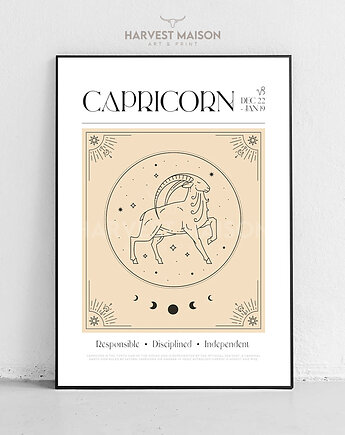 Plakat Znak Zodiaku Mystical Art Koziorożec Prezent Dla Niej, Harvest Maison