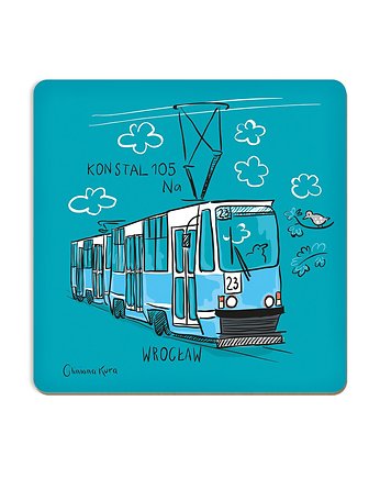 Podkładka pod kubek Wrocław Tramwaj Konstal, Gliniana Kura