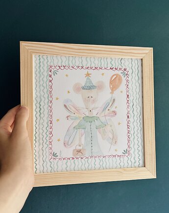 "Magiczna Malwina" ręcznie malowana ilustracja myszki do pokoju dziecięcego, timi.illustration