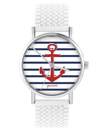 Zegarek - Kotwica - silikonowy, biały, yenoo