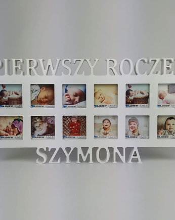 Multiramka ramka na zdjęcia z napisem Pierwszy roczek imię mdf 12 zdjęć, Wajdrew